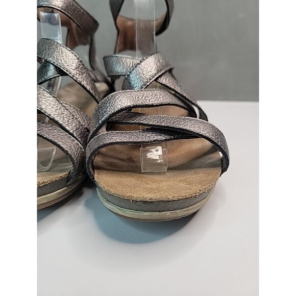 Dansko Veruca Strappy Wedge Sandal Graphite Leather Women's US 10.5-11 EU 41 - Picture 5 of 13